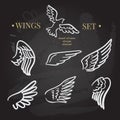 Vector doodle wings set. angel wings collection