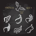 Vector doodle wings set. angel wings collection