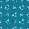Vector doodles undersea shell seamless pattern. Hand drawn sea elements