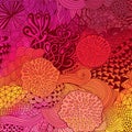 Vector doodling background hand-drawn layout, waves background, tangled ornament, autumn colors Royalty Free Stock Photo