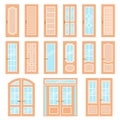 Vector doors design set. Modern and classic flat enterance collection. Interior doorway illustration. Elegant wood