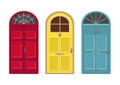 Vector door. red, yellow and blue doors on a white background