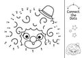 Vector dot-to-dot and color activity with cute clown face. Circus connect the dots game for children with funny artist. Amusement