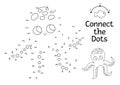 Vector dot-to-dot and color activity with cute octopus. Under the sea connect the dots game for children with funny water animal. Royalty Free Stock Photo