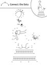 Vector dot-to-dot and color activity with cute seal with ball. Circus connect the dots game for children with funny animal.