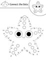 Vector dot-to-dot and color activity with cute starfish. Under the sea connect the dots game for children with funny water animal Royalty Free Stock Photo