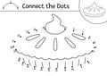 Vector dot-to-dot and color activity with pumpkin pie. Thanksgiving connect the dots game for children with traditional food.