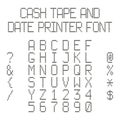 Vector dotted alphabet imitating data printer or cash register