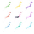 Vector dotted colourful map of Japan.