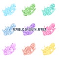 Vector dotted colourful map of Republic of South Africa.