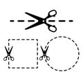 Vector dotted lines with scissor icon set