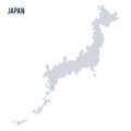 Vector dotted map of Japan isolated on white background .