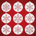 Vector dotted snow flakes in paper balls Royalty Free Stock Photo