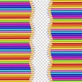 Vector double border made of vertical rows colored wooden pencils Royalty Free Stock Photo