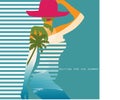 Vector double exposure illustration. Woman in swimsuit Royalty Free Stock Photo