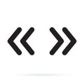 Vector double rounded chevron arrows. Fast forward, skip or next and previous sidebar tab icon.