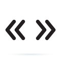 Vector double rounded chevron arrows. Fast forward, skip or next and previous sidebar tab icon.