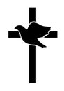 Vector Dove and Cross, Christian Symbol. Cross Silhouette. Royalty Free Stock Photo