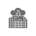 Vector download documents, cloud storage grey icon.