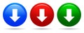 Vector download round button blue red and green color icon