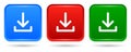 Vector download square button red blue and green colors icon Royalty Free Stock Photo