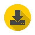 Vector download to hdd icon with long shadow Royalty Free Stock Photo