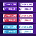 Vector download and upload buttons for User Interface design Royalty Free Stock Photo