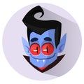 Vector Dracula Head Halloween Cartoon Illustration. Vector flat icon. Royalty Free Stock Photo