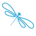 Vector dragon-fly silhouette. Cartoon graphic illustration of damselfly isolated with black and white wings. Sketch