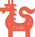 Vector Dragon Icon inspired by minimalist Scandinavian wooden toy style, part of Chinese Zodiac Icon Set in Swedish folk