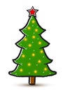 Vector drawing abstract decorated Christmas tree isolated on a white background.