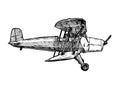 Vector drawing of airplane stylized as engraving Royalty Free Stock Photo