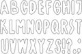 Vector image of an alphabet of outlines latin letters