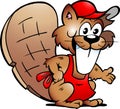 Vector drawing of an Beaver Serving Guests