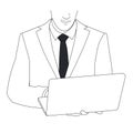 Vector of drawing businessman using laptop