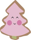 Vector drawing of a Christmas tree with cute faces with eyes,