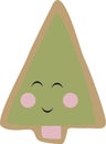 Vector drawing of a Christmas tree with cute faces with eyes