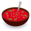 Vector drawing. Concept natural nutrition. Cold gazpacho soup. Royalty Free Stock Photo