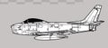 North American F-86A Sabre. Vector drawing of early jet fighter aircraft.