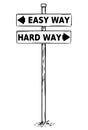 Two Arrow Sign Drawing of Easy or Hard Way Decision Arrows Royalty Free Stock Photo