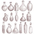 Vector drawing glass bottles and jars