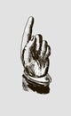 Vector drawing hand with index finger pointing up. Royalty Free Stock Photo