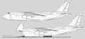 Antonov An-124 Ruslan. Vector drawing of heavy transport aircraft. Image for illustration and infographics