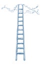 Vector drawing of high ladder at clouds