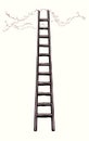 Vector drawing of high ladder at clouds