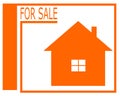 Vector drawing of a house for sale logo.