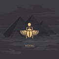 Vector drawing icon of Egyptian scarab beetle, personifying the god Khepri.