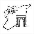 Syria Map With Aleppo Citadel Gate Vector Logo Design Royalty Free Stock Photo