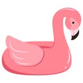 Vector drawing of an inflatable pink flamingo. Inflatable rubber ring for children and adults, for pools, sea, oceans