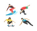 Vector drawing jumping and climbing men extreme athletes silhouettes. Royalty Free Stock Photo